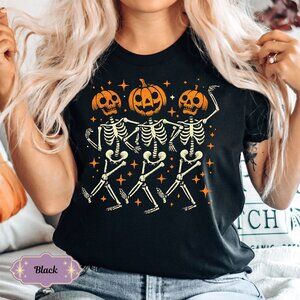 Pumpkin Halloween Tee, Halloween Skeleton Tee, Pumpkin Shirt
